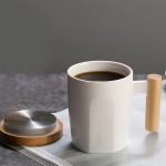 创意杯子陶瓷马克杯木柄咖啡杯办公室水杯带盖黑白情侣杯商务礼品