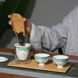 手绘荷花一壶二杯红茶泡茶具套装便携陶瓷茶壶泡茶器办公室礼品