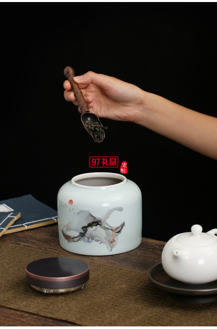 陶瓷茶叶罐密封罐防潮茶叶礼盒装家用普洱茶收纳包装盒子高档