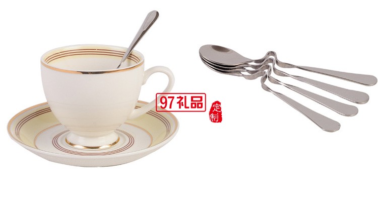 创意三件套线条金边手工描金欧式骨瓷咖啡杯碟套装花茶杯可加LOGO