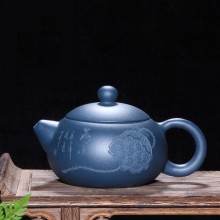 宜兴紫砂壶西施茶壶天青泥中品全手工刻绘茶具