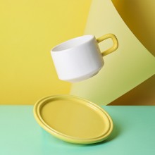 轻奢ins奇趣撞色咖啡杯 北欧简约下午茶陶瓷杯韩式办公室咖啡杯碟