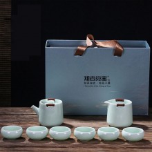 便携中式陶瓷茶具套装家用泡茶哥窑功夫旅行茶具8件套礼品礼盒装