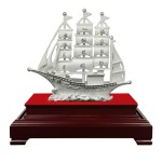  一帆风顺纯银模型刻字开业搬迁帆船摆件企业周年礼品定制