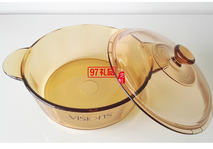 晶彩透明锅3.25L煮锅 玻璃琥珀锅焖烧锅炖煲锅定制公司广告礼品