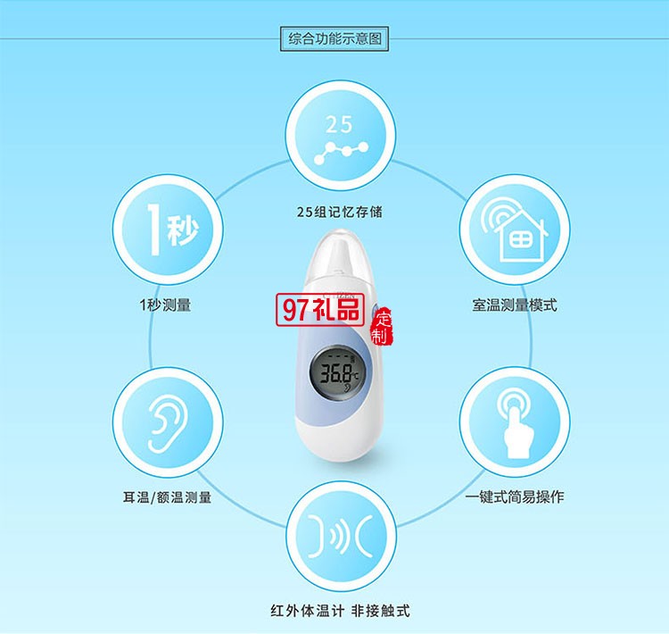 快速方便25组记忆存储功能贴心安静耳额红外体温计