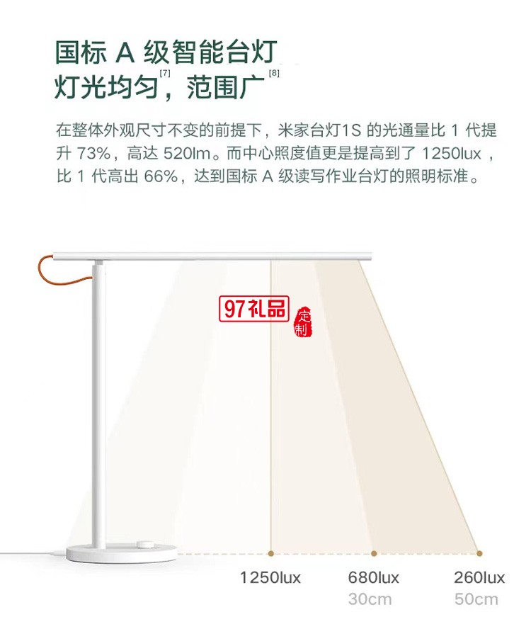 米家LED智能台灯1S 卧室家用学生书桌折叠简约床头灯定制公司广告礼品