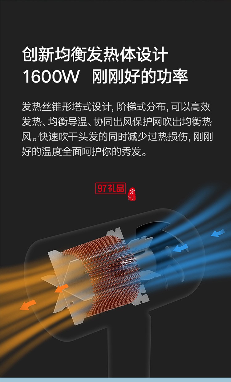 米家负离子便携电吹风机H100折叠风筒速干大功率小型定制公司广告礼品