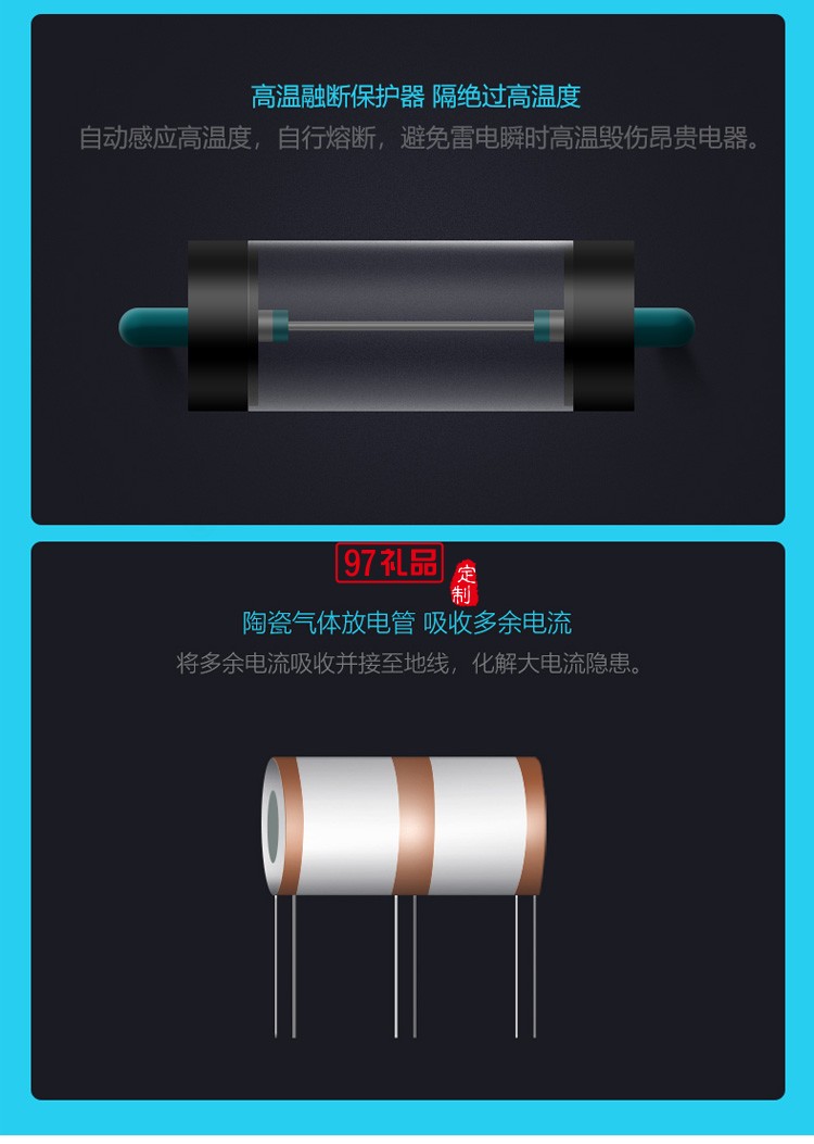 公牛防雷机柜电源插座机箱专用1.8米GNE-108T定制公司广告礼品