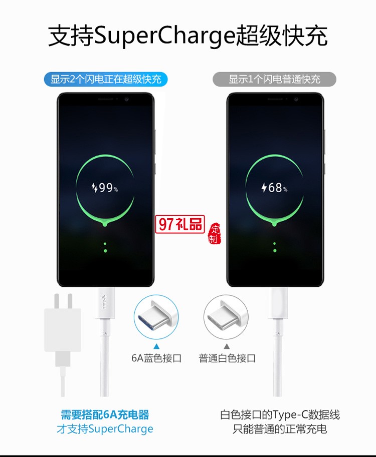 公牛5A数据线tpyec手机充电线快充线超级闪充定制公司广告礼品
