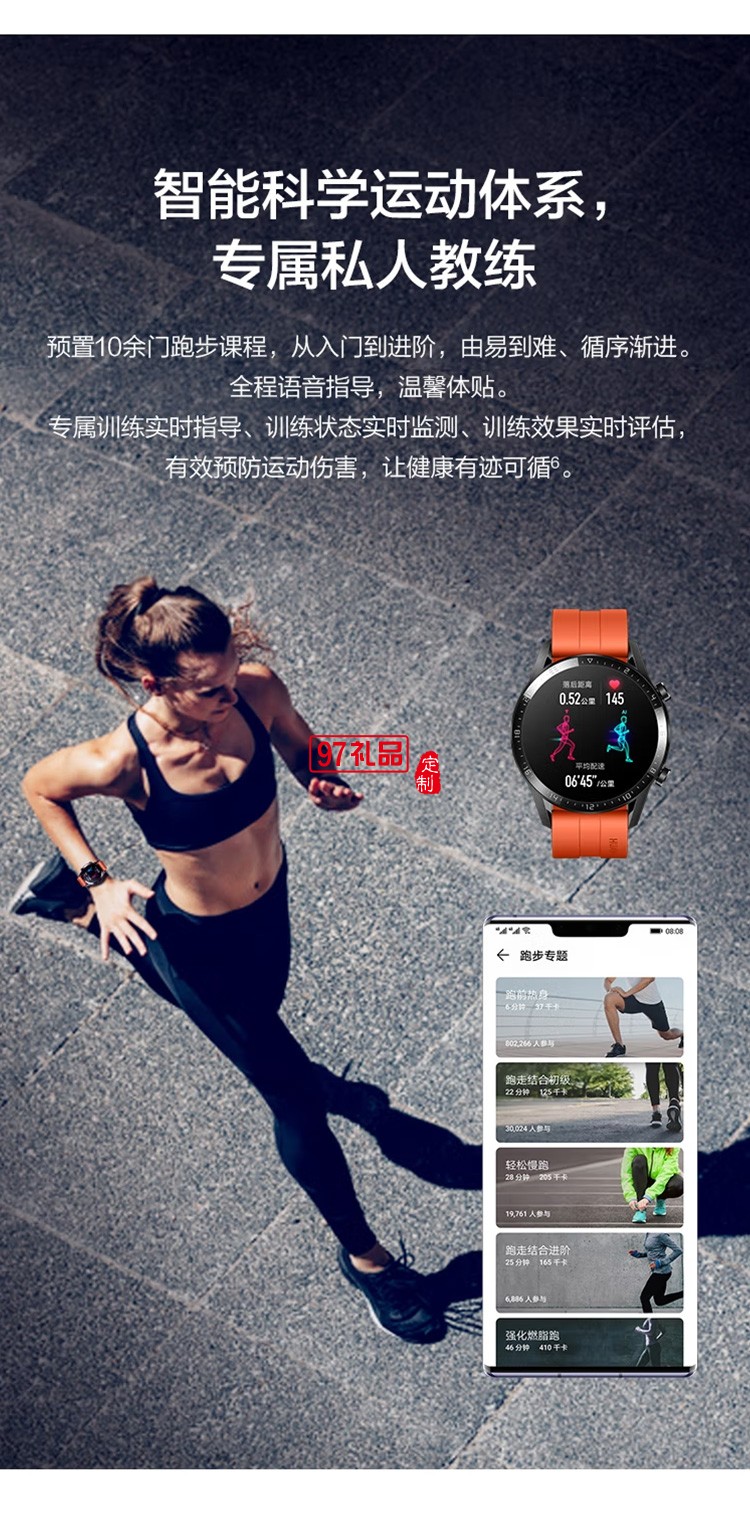 WATCH GT2 华为手表 运动智能手表 砂砾棕定制公司广告礼品