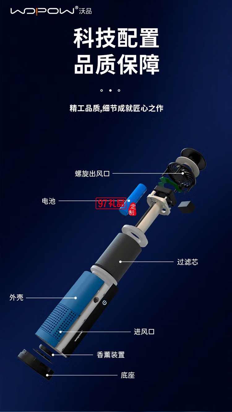 沃品（WOPOW） CP01空气净化器迷你自带电池 定制公司广告礼品