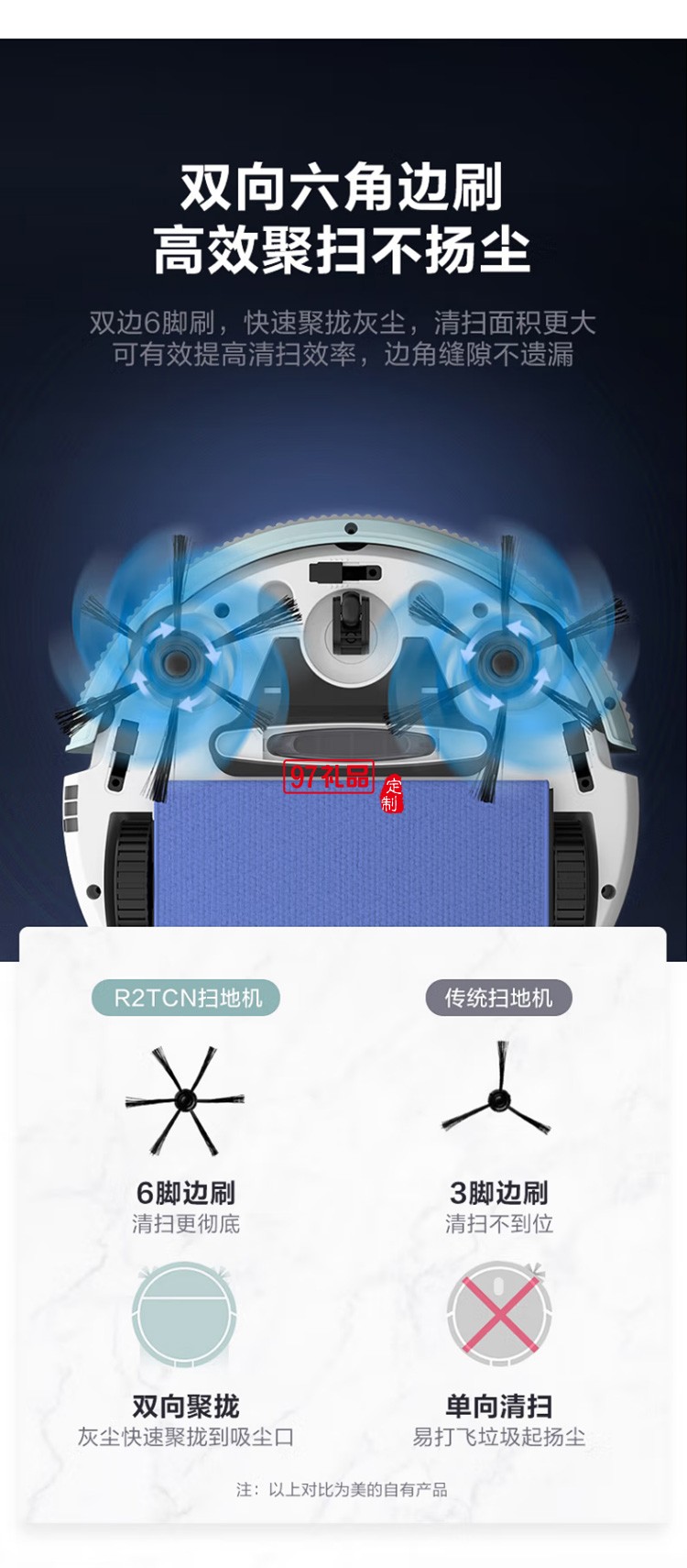 美的扫地机器人R2TCN扫拖一体机环境感应真空定制公司广告礼品