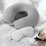 约克罗兰水晶绒颈枕眼罩组合 办公护颈U型枕 套装定制公司广告礼品