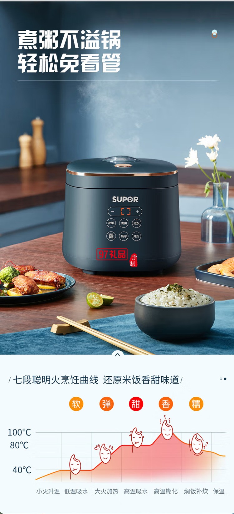 苏泊尔电饭煲1.8L智能电饭锅智能 SF18FC745定制公司广告礼品