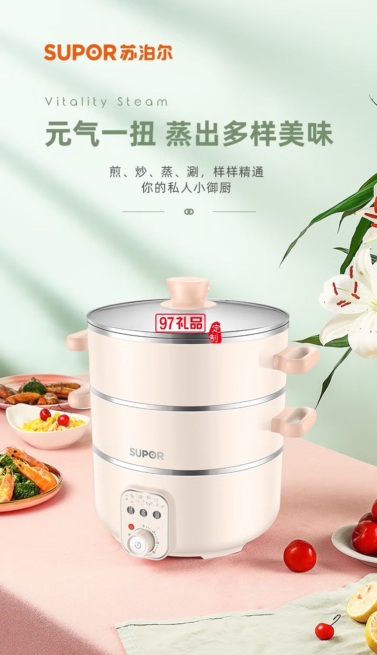 苏泊尔多用途锅 电蒸锅 ZN26YK18 多功能电火锅定制公司广告礼品