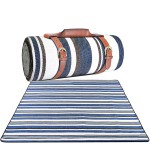  INS风皮拎手野餐垫MKZ-022 蓝白条纹 定制公司广告礼品
