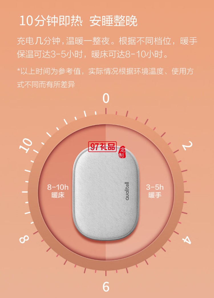 质零智能温控电热水袋充电式暖水袋暖宝宝ZS1101定制公司广告礼品