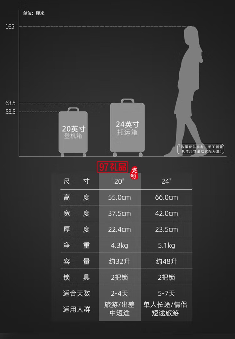 泰梦铝镁合金拉杆箱旅行密码行李箱TM-1609定制公司广告礼品