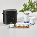 哲品「山海行」旅行茶具套装便携户外一壶四杯陶瓷茶具带茶具包 