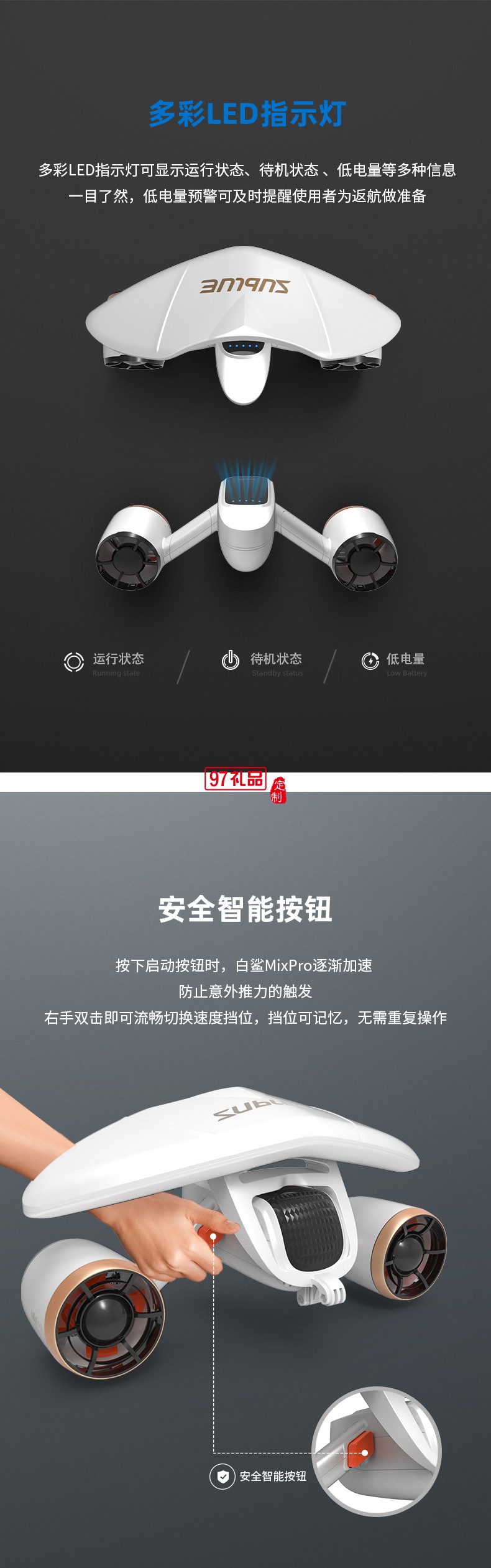 白鲨MixPro水下助推器 续航60min尽情遨游
