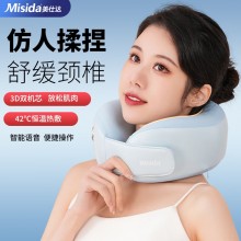 按摩仪3D仿人揉捏亲肤莱卡面料新款智能语音多功能颈椎肩颈按摩枕枕头脖子