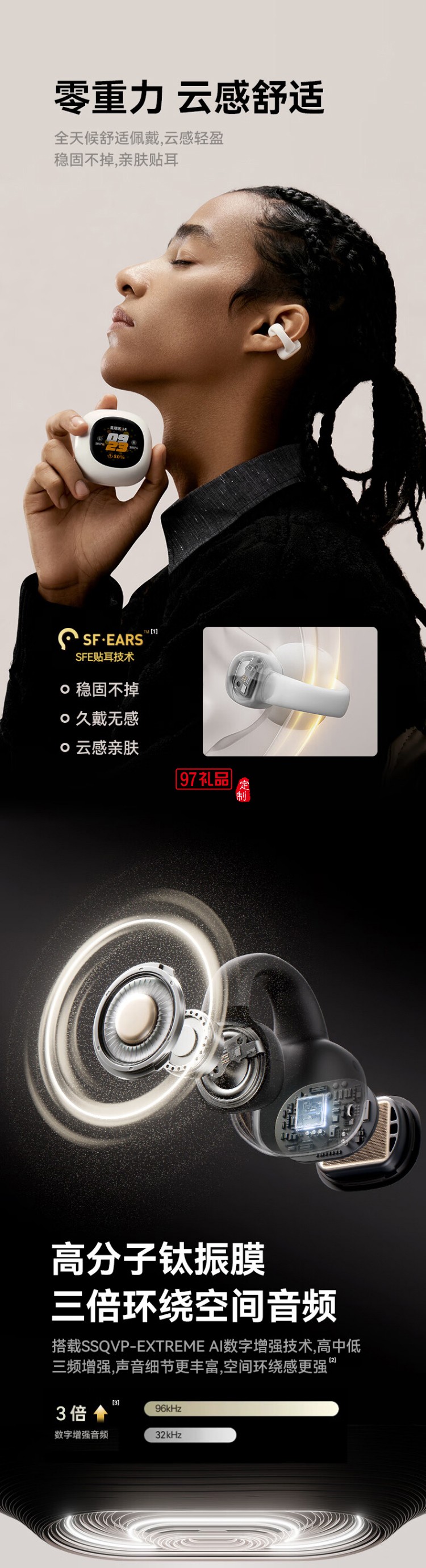 SANAG塞那S5 Pro骨传导概念蓝牙耳机