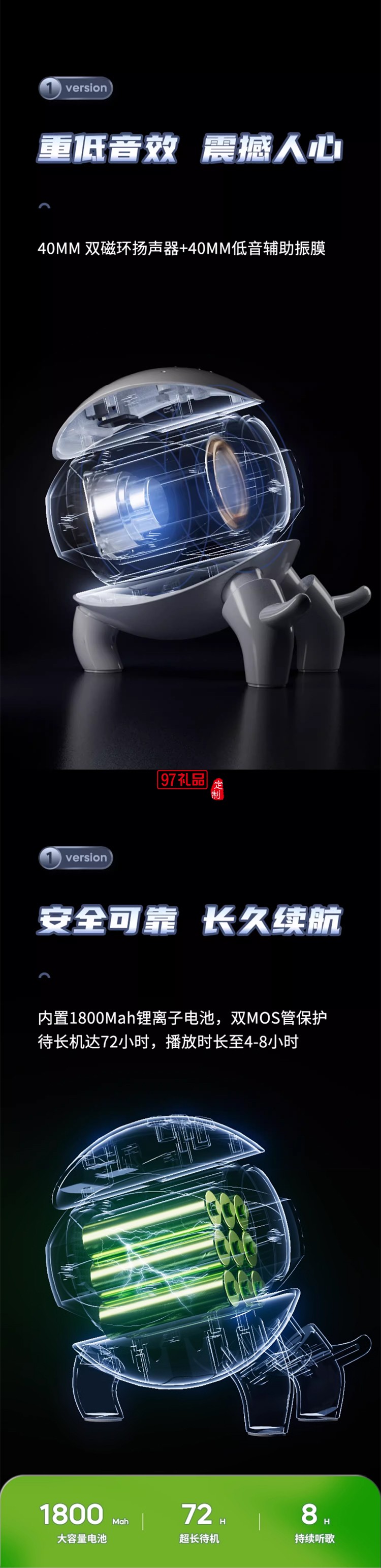 机甲小怪兽时钟闹钟蓝牙音响