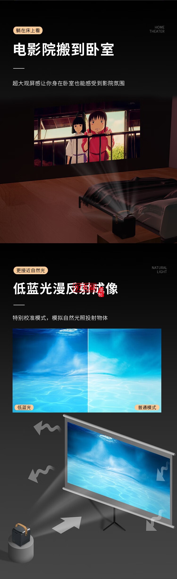 伦西尼投影仪家用卧室高清投影机 CP100