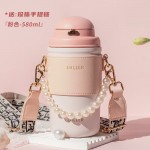 迪乐贝尔高颜值大容量带吸管保温水杯学生便携随手杯不锈钢咖啡杯