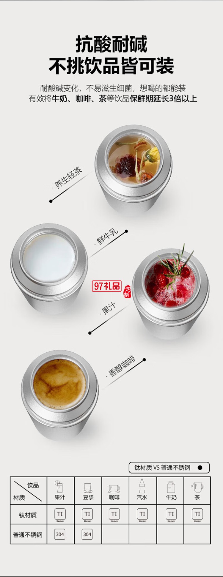 OUDON泡茶杯大容量闷茶杯纯钛保温杯松德系列-钛蓝焖茶杯