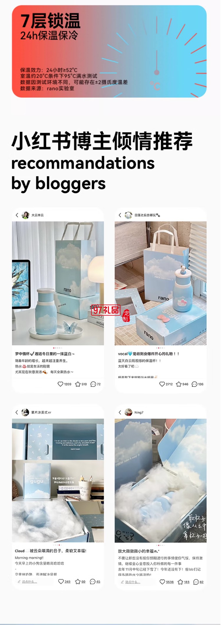 乐序rano高颜值陶瓷内胆便捷水杯咖啡保冷杯随行云朵杯 