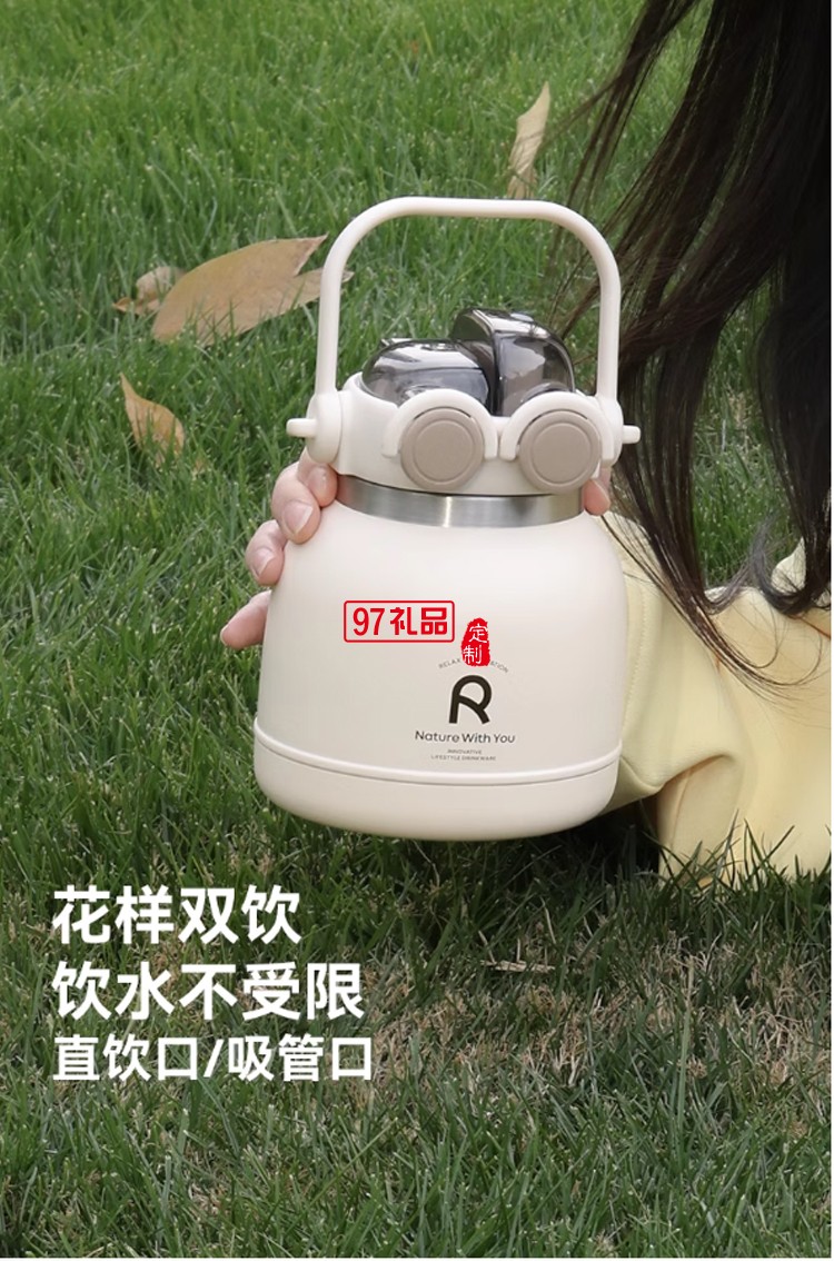 乐序rano316不锈钢保温杯大容量女生高颜值保温壶抹茶曲奇