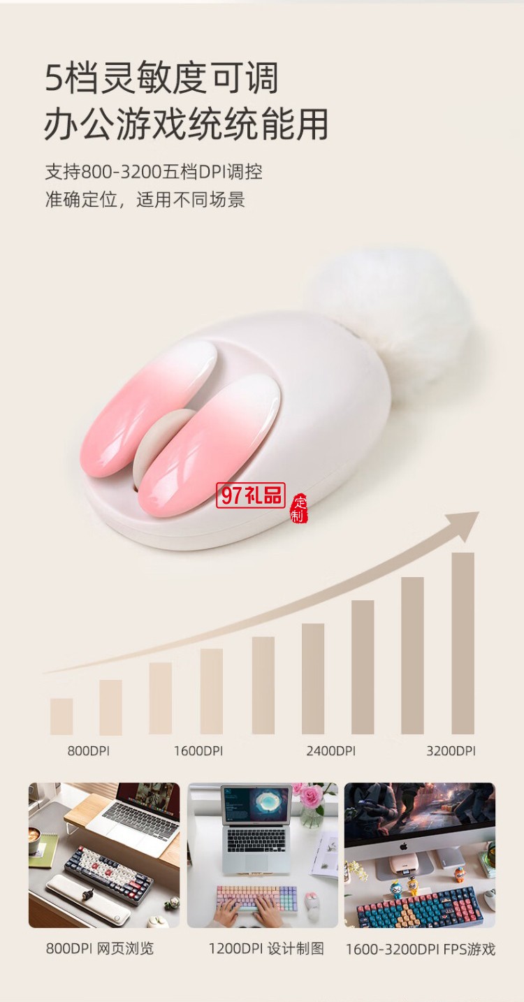 洛斐-OE904S 小瓣无线双模鼠标-小蔷薇