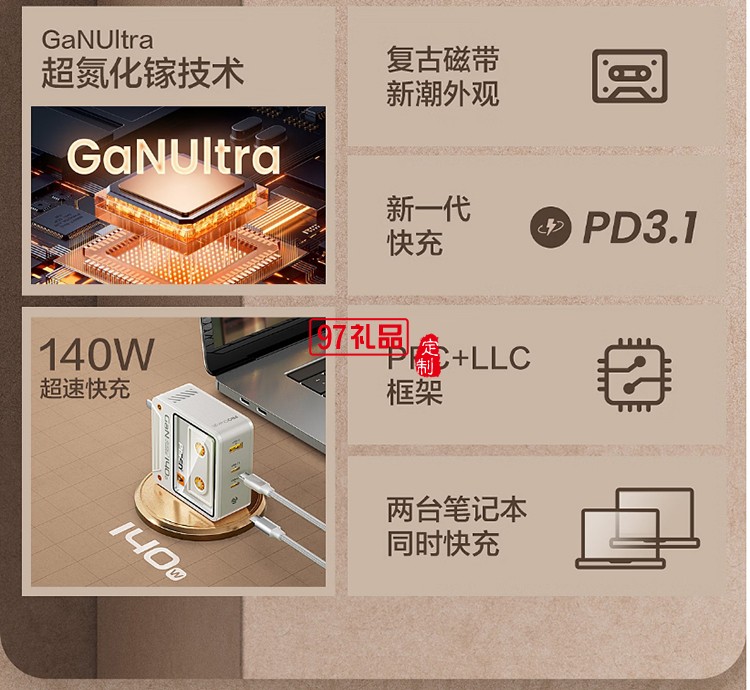 140W氮化镓复古充电器