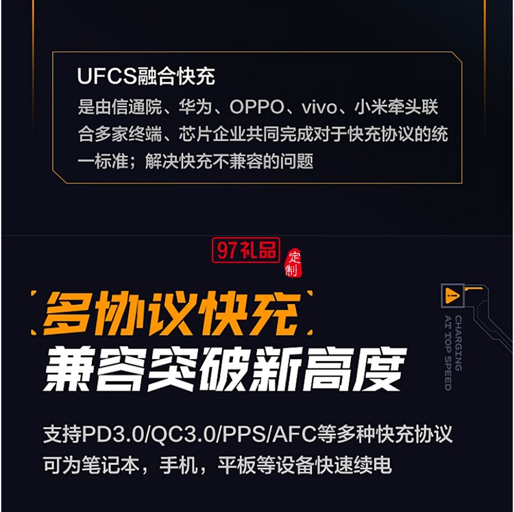 70W氮化镓充电器UFCS融合快充