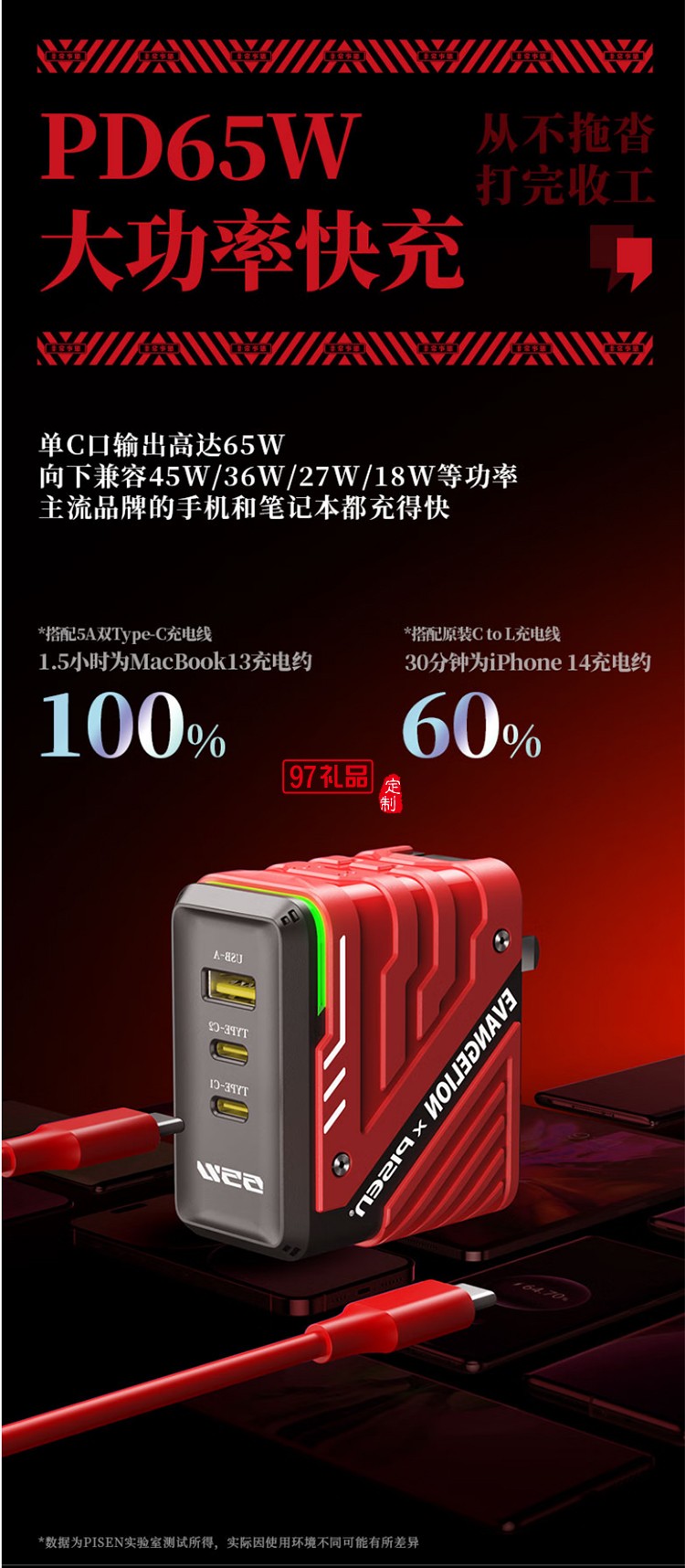 EVA联名 65W快充 氮化镓 2C1A