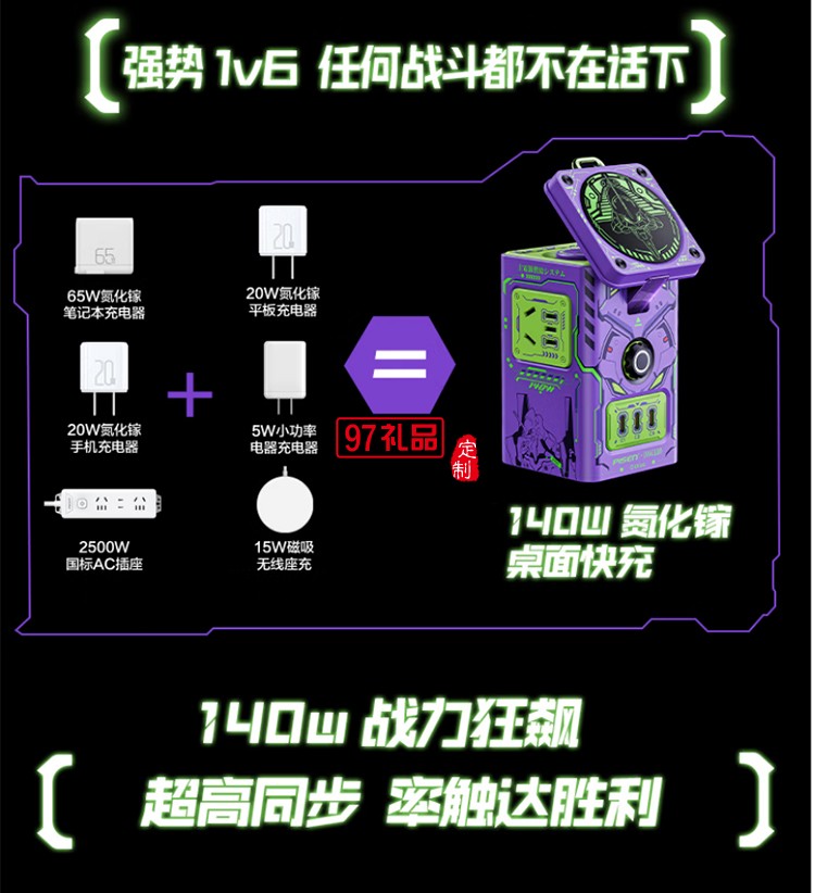 140W氮化镓磁吸桌面充电站