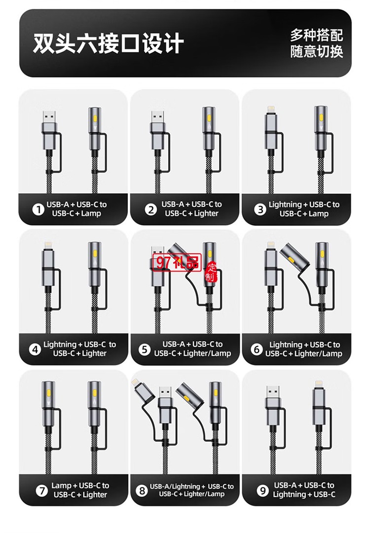 U138 C/iP to C/LED灯 燃途多合一充电数据线