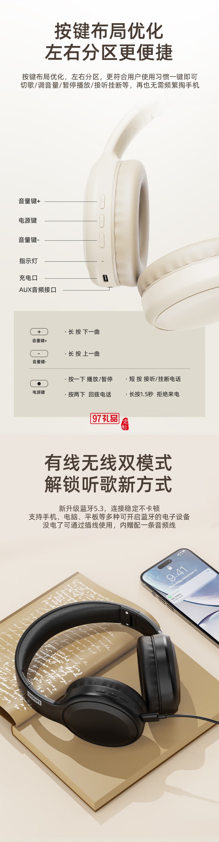 联想thinkplus头戴式蓝牙耳机
