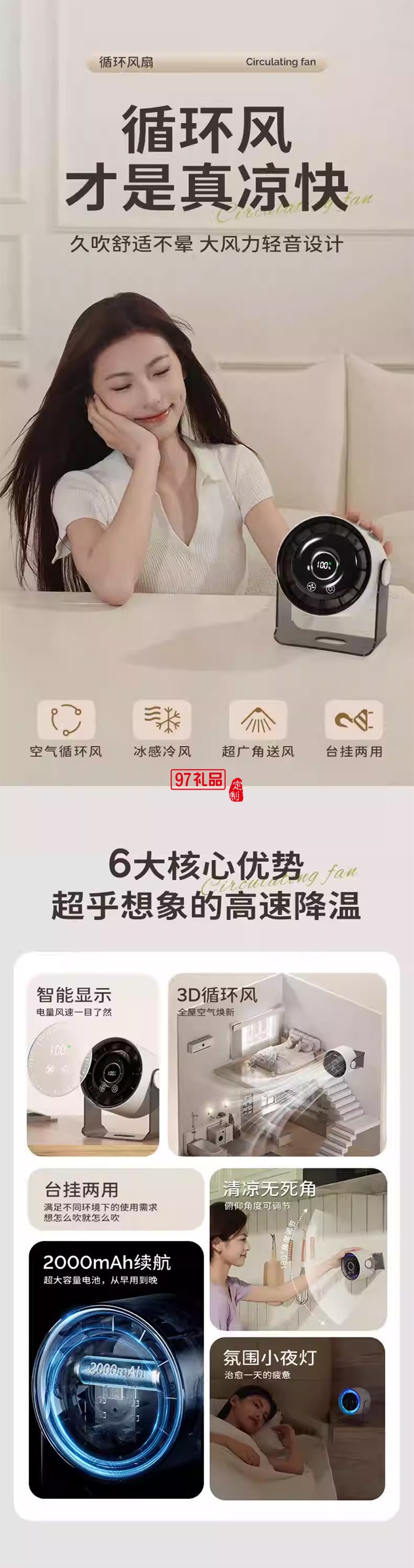 台式壁挂空气循环扇QYF018