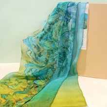 故宫文化 千里江山真丝长巾 真丝丝巾100%桑蚕丝披肩围巾故宫文创礼品