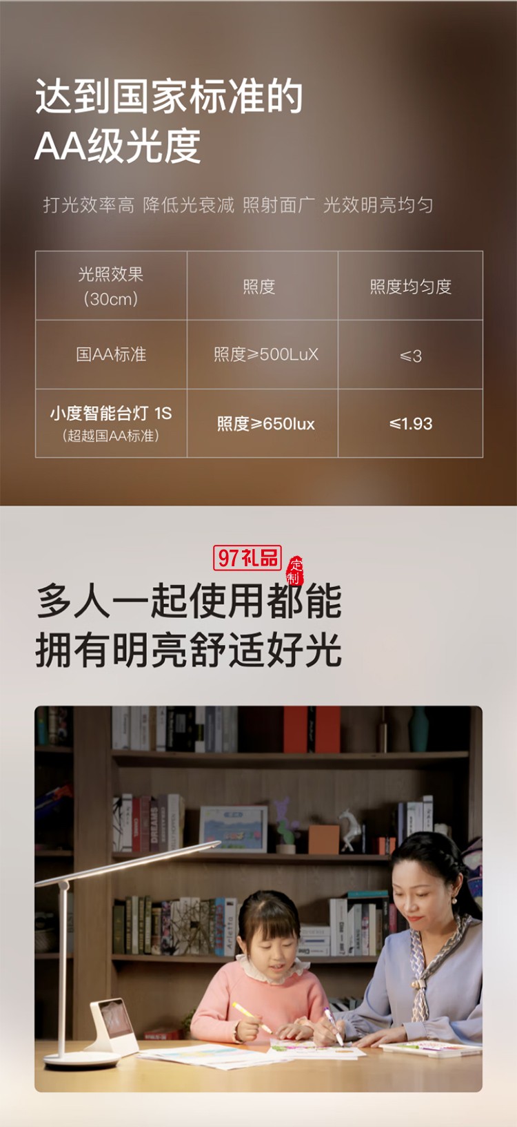 小度智能台灯1S 护眼学习台灯 读写阅读床头卧室折叠语音控制台灯 