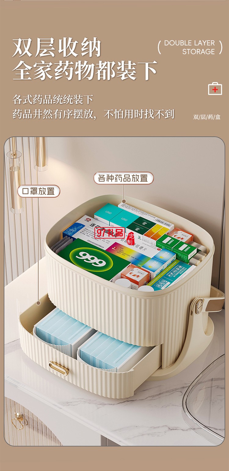 家用便捷式药箱家庭装全套急救箱大容量药品医疗箱分格手提医药箱