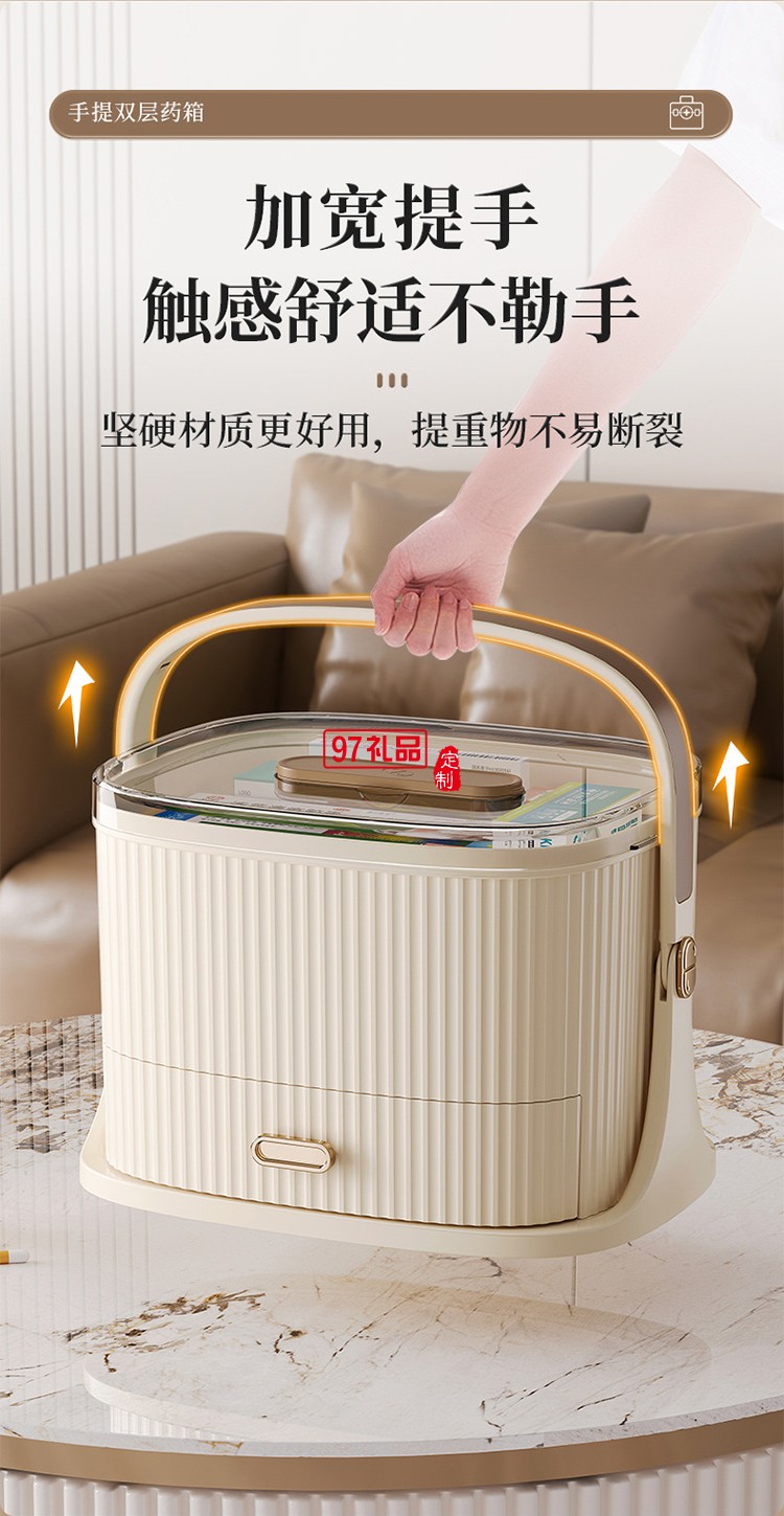 家用便捷式药箱家庭装全套急救箱大容量药品医疗箱分格手提医药箱