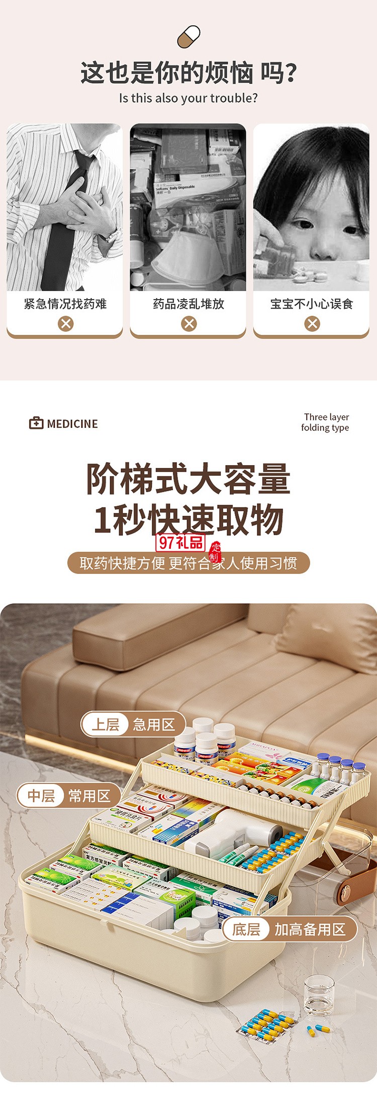 多层家用药箱手提医药箱药品收纳盒