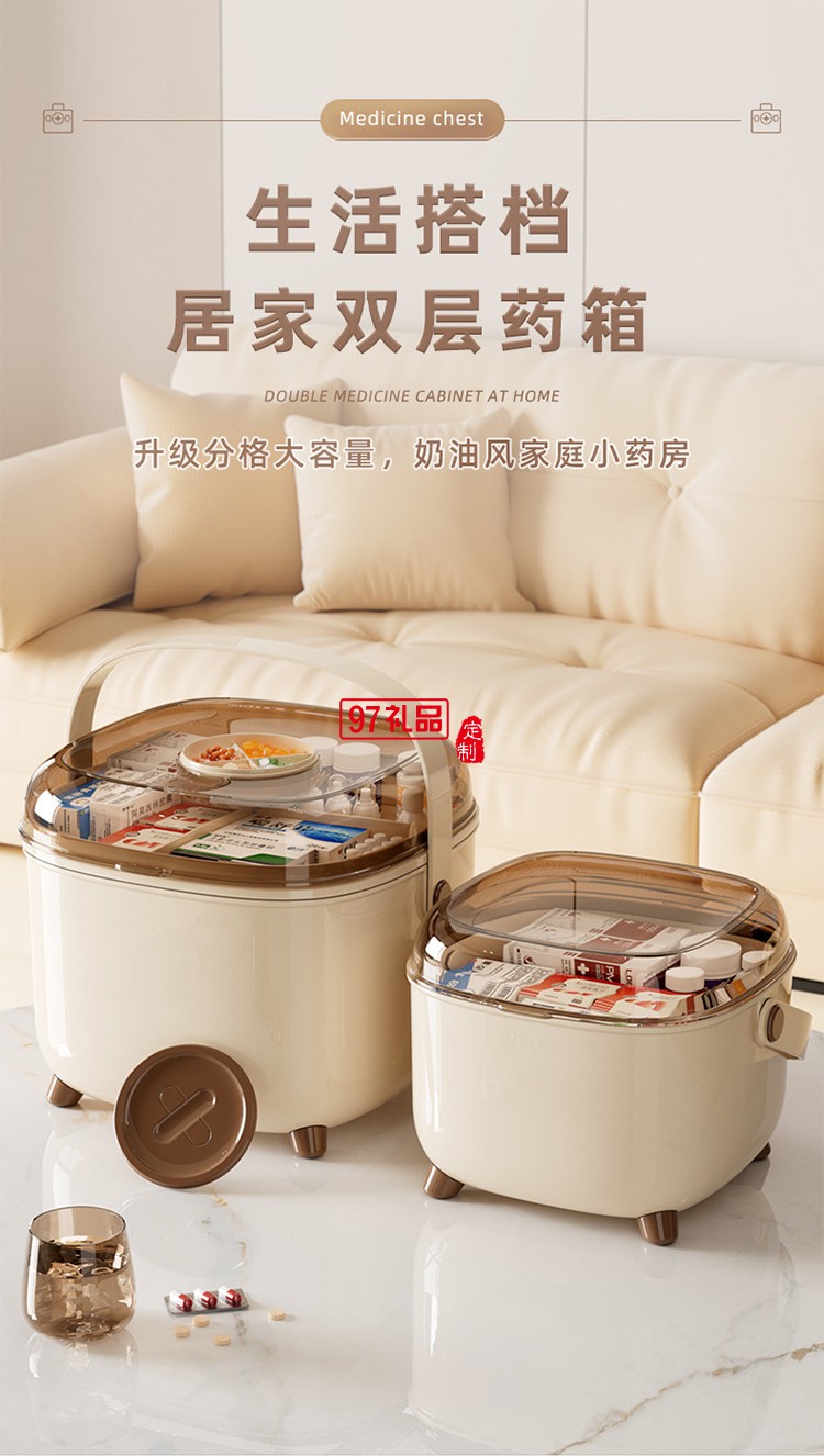 家庭小药箱儿童药品药物收纳盒家用医药箱便携医疗急救箱迷你药盒
