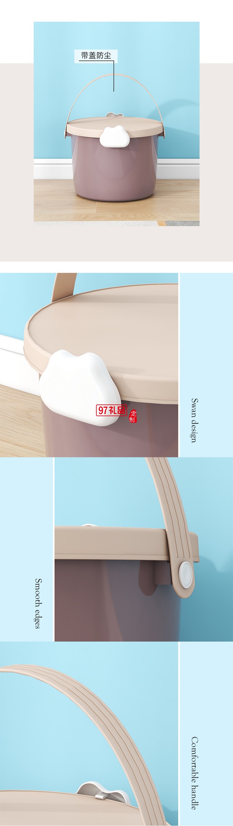 儿童玩具手提桶积木包装桶塑料桶12L食品PP圆型收纳桶礼品