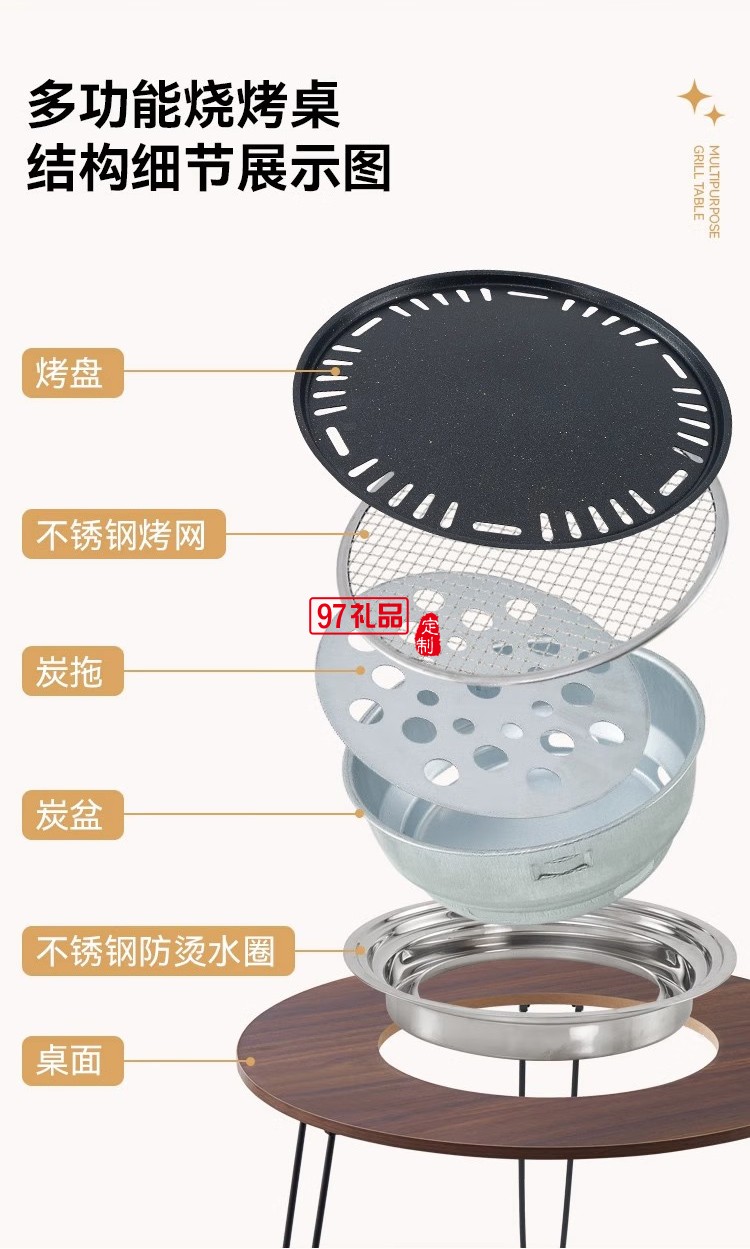 君华仕 GENVAS围炉桌子烧烤炉全套家用室内外围炉煮茶器具套装炭烤火