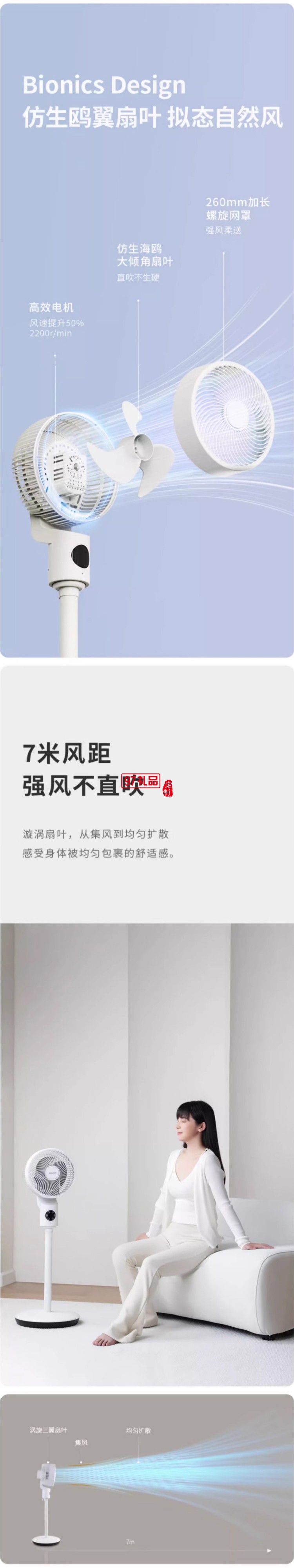 Glasslock盖朗空气循环扇家用落地扇立式语音摇头定时静音电风扇